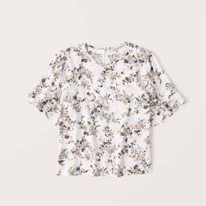 Abercrombie & Fitch Floral Short Sleeve Ruffle Tee